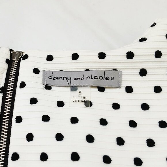 Danny and Nicole Black & White Polka Dot Sleeveless Fit & Flare Belt Dress Sz 6 - Picture 9 of 13